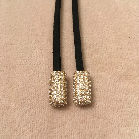 LARIAT NECKLACE LEATHER and CUBIC ZIRCONIA - Picture 4 of 5